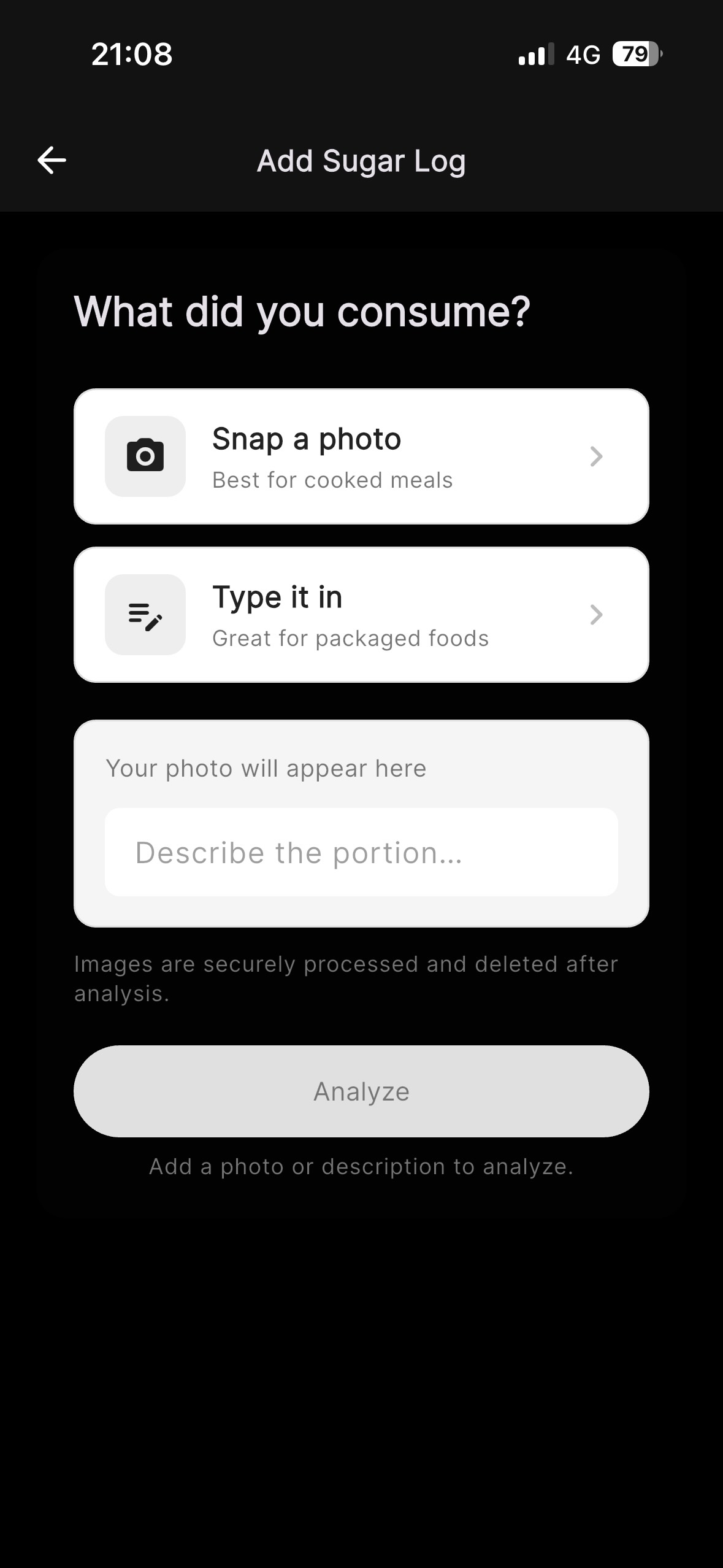 Sugar Track App Screenshot